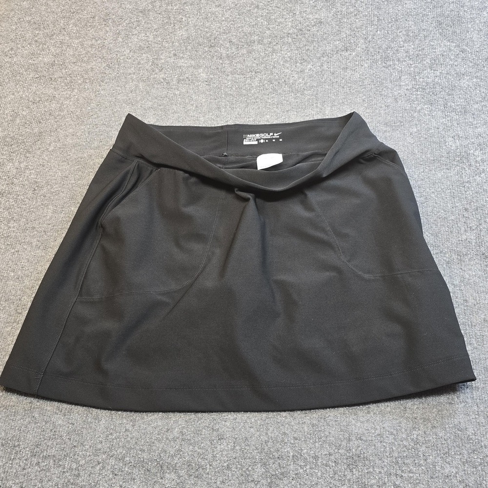 Nike Golf Skort Womens XL Black Dri-Fit Pull On Stretch Athletic Golf Skirt
